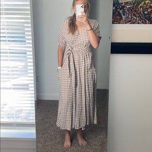 Gingham Midi Wrap Dress
